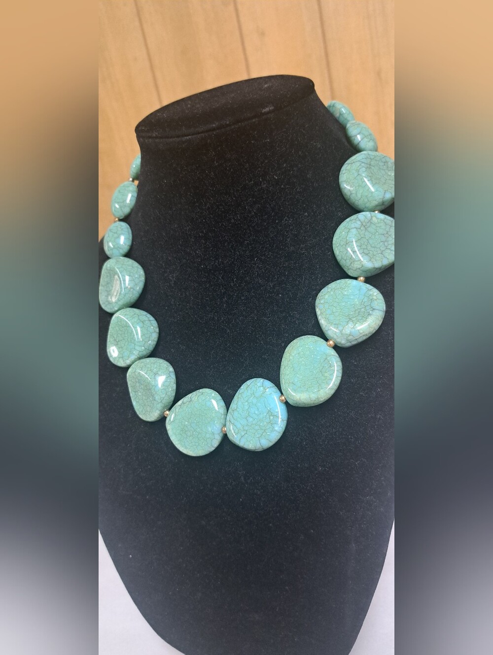 Vtg Turquoise Large & Heavy Style Necklace Estate Style Lrg Nuggets Choker